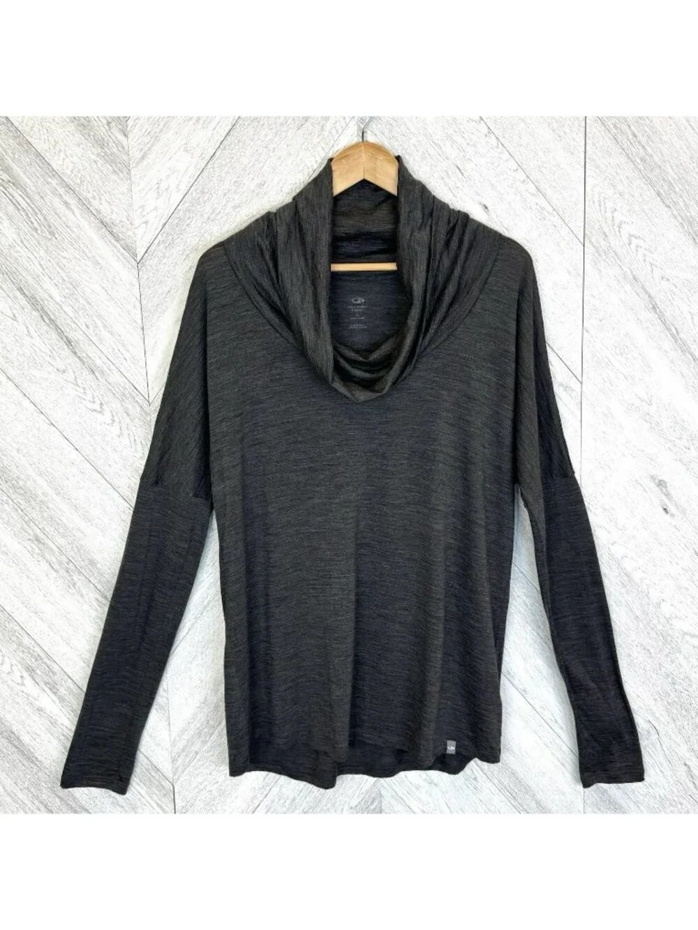 Icebreaker Merino Wool Cowl Neck Pullover Top Womens Size XL Gray Long Sleeve - Picture 1 of 5